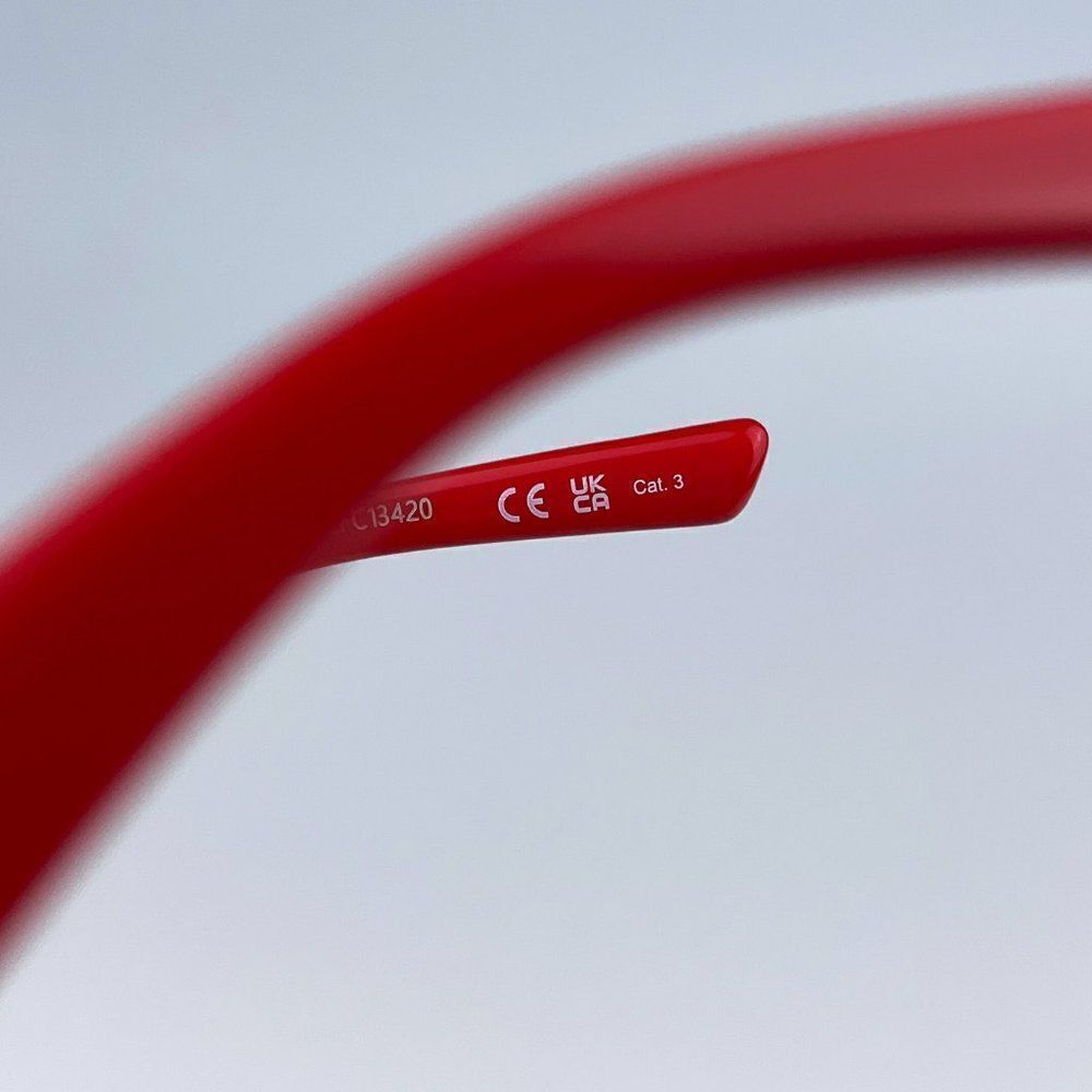 SALE! NEW Balenciaga BB0095S 016 Red Silver Logo Grey Cat Eye Unisex Sunglasses - Picture 9 of 15